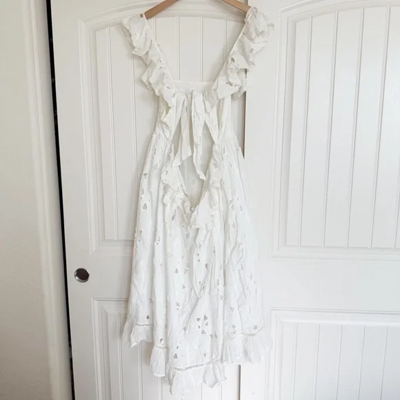 Anthropologie Forever That Girl White Tie-Back Ruffled Eyelet Dress - Picture 7 of 13